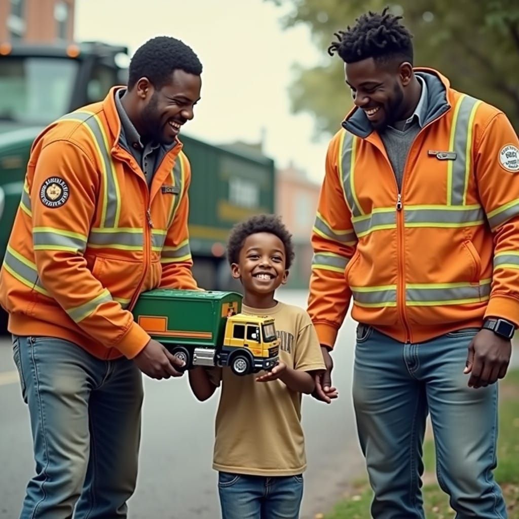 Sanitation Workers Delight Young Fan with Toy Trash Truck