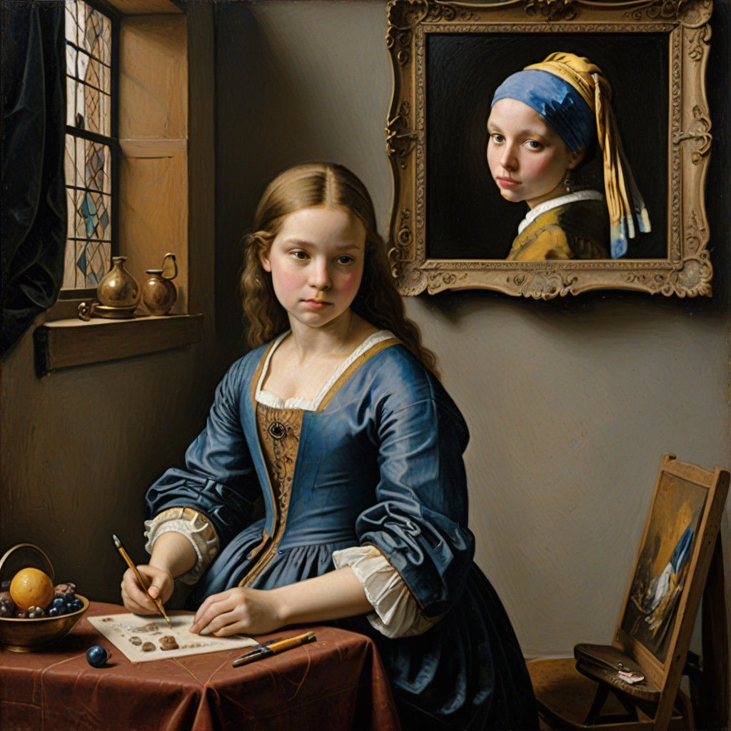 Vibrant Oil Painting Reworks Vermeer's Pearl Maiden