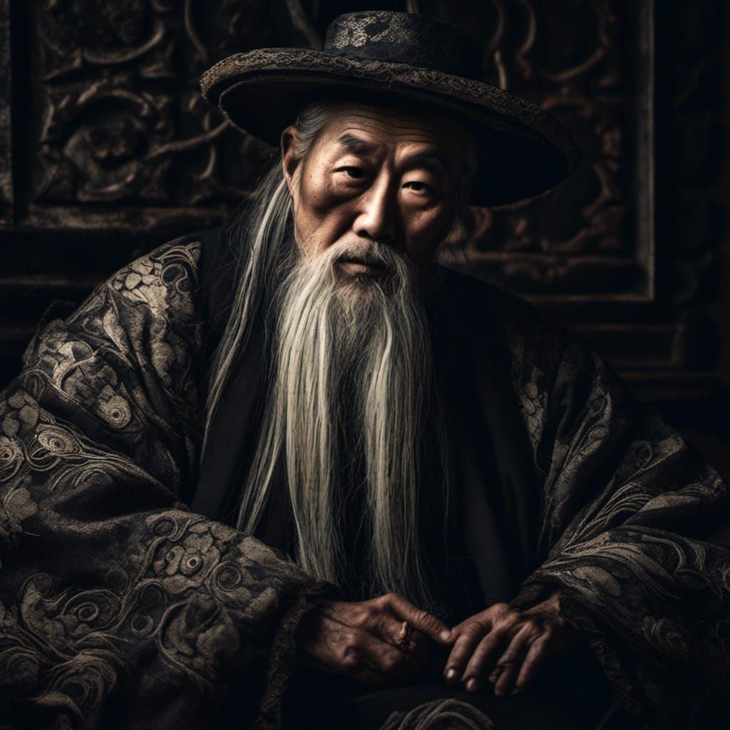 Chiaroscuro Portrait: Wise Old Man from Tokyo