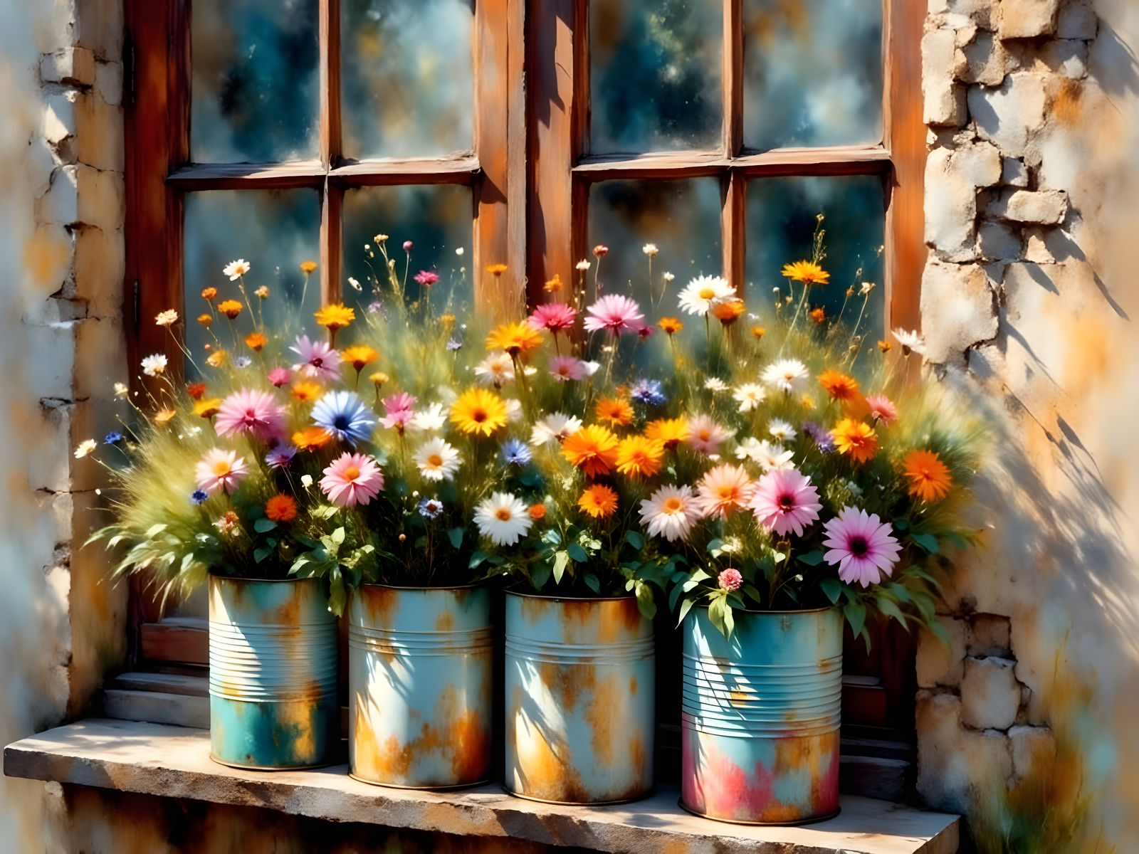 Whimsical Wildflowers in Vintage Tin Cans