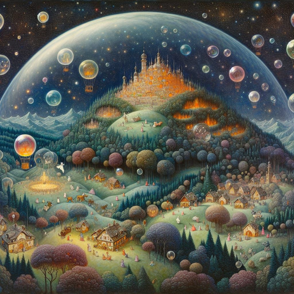 Ethereal Fantasy Landscape in a Bubble