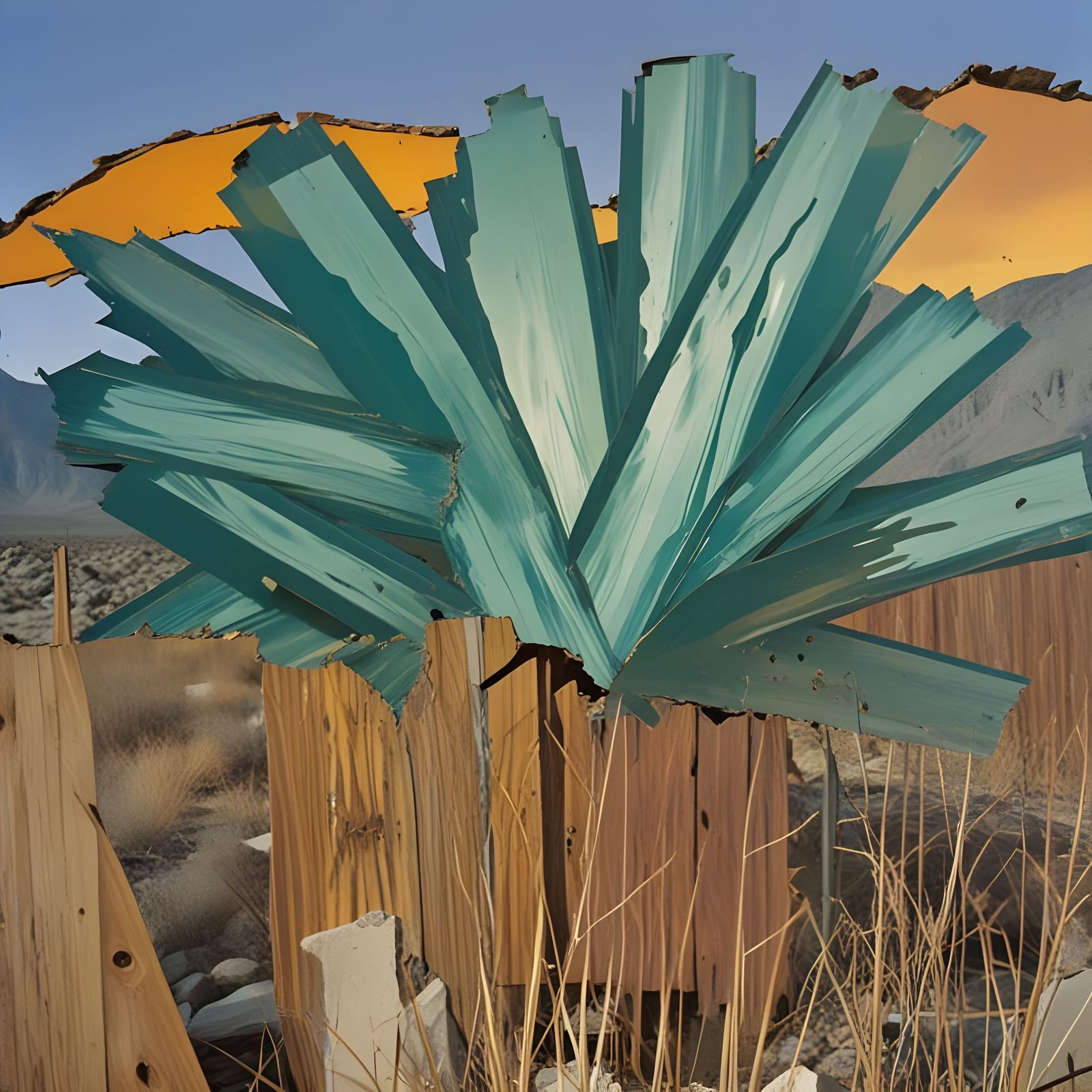 Surreal Abstract Landscape Through Broken Mirror in Soft Foc...