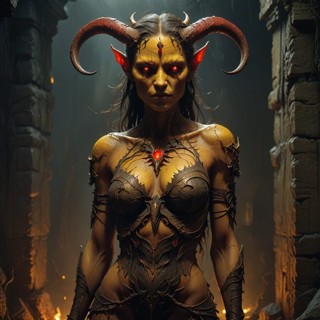 Surrealistic Demoness in Ancient Splendor