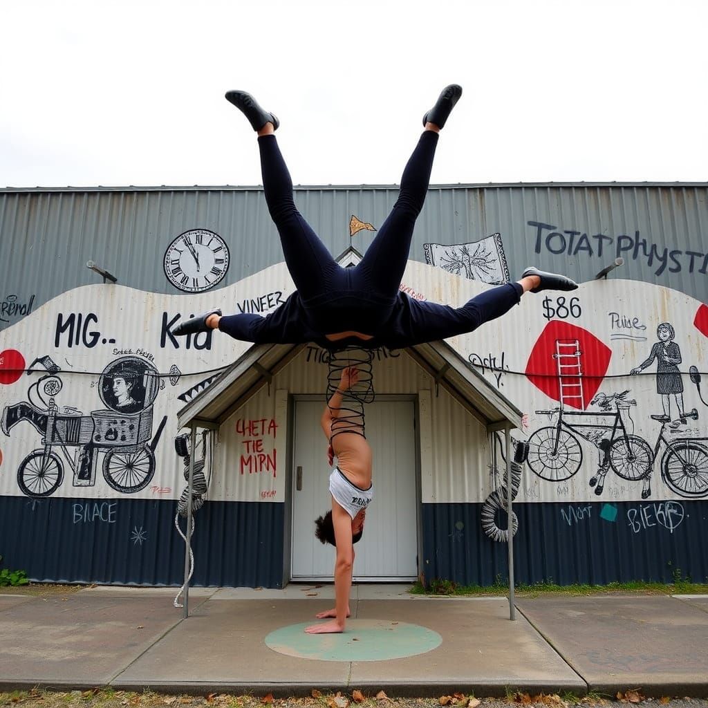 Pataphysical Graffiti Art with Contortionist Figure