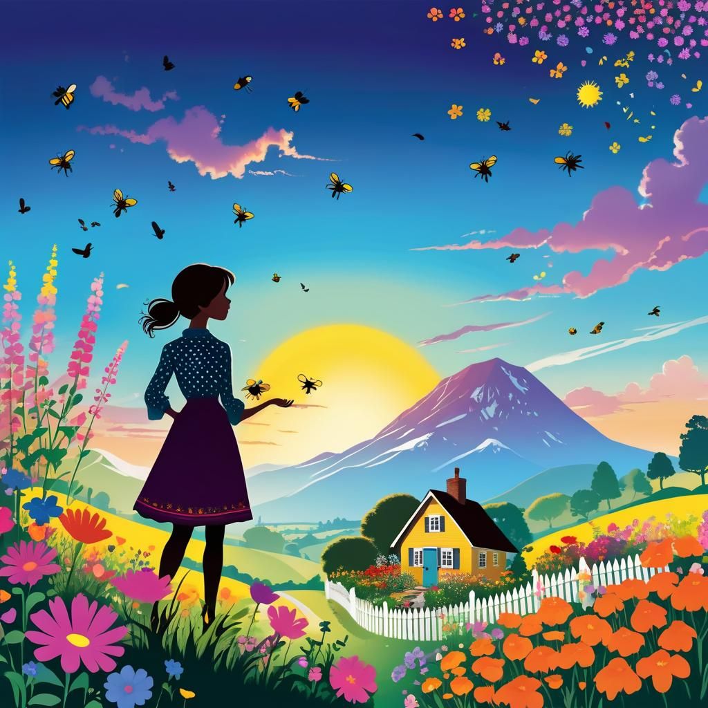 Surreal Fantasy Garden Illustration in Romantic Style