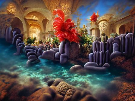 Underwater Coral Palace: Detailed Matte Painting