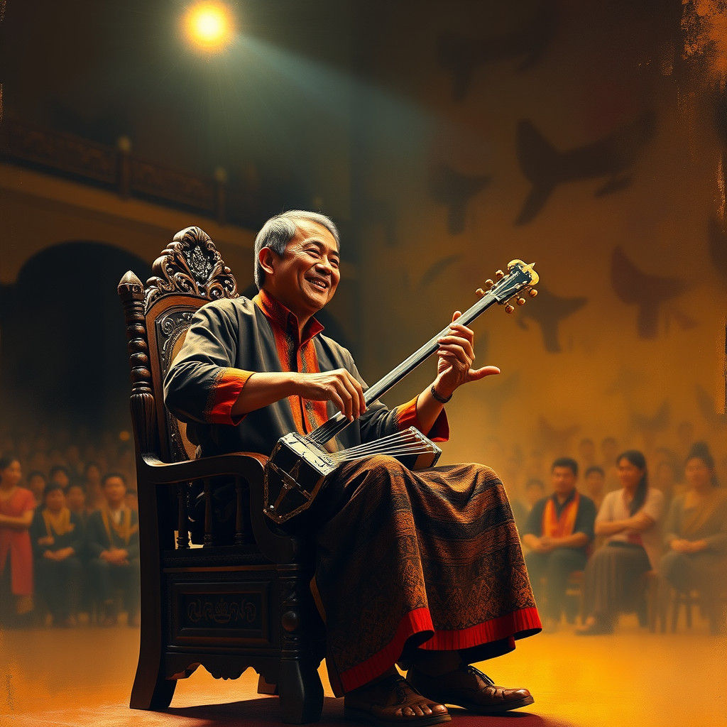 Angklung Player in Spotlight: Indonesian Art Performance