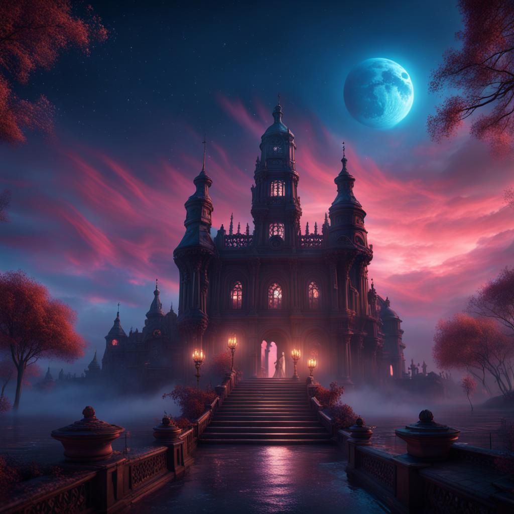 Fantastical Ghostly Dance Under Night Sky