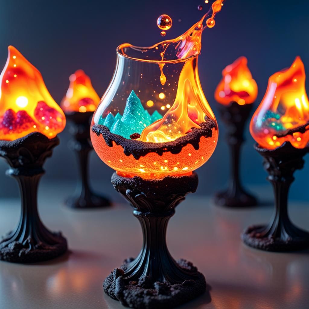 Chibi Crystal Lava Lamp with Flowing Lava