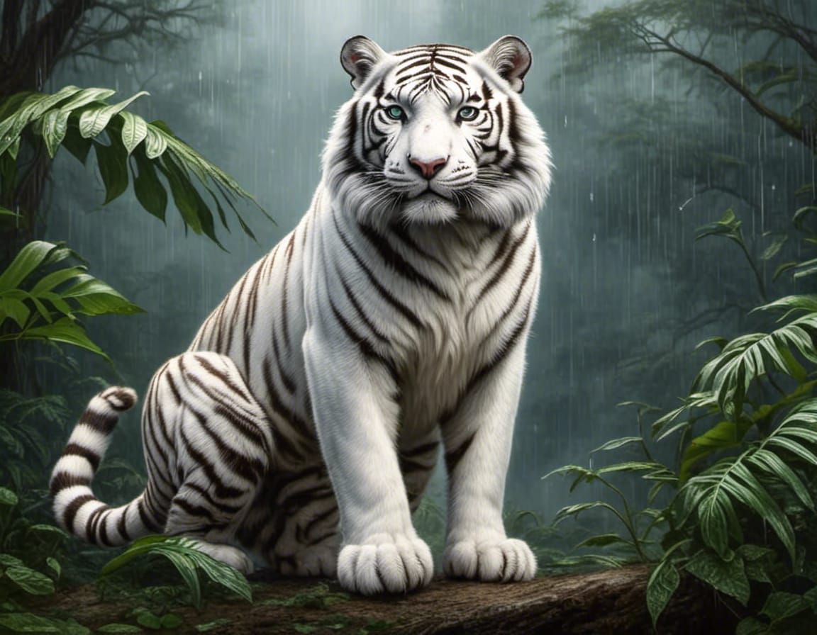 White Siberian Tiger in Korean Woodlands