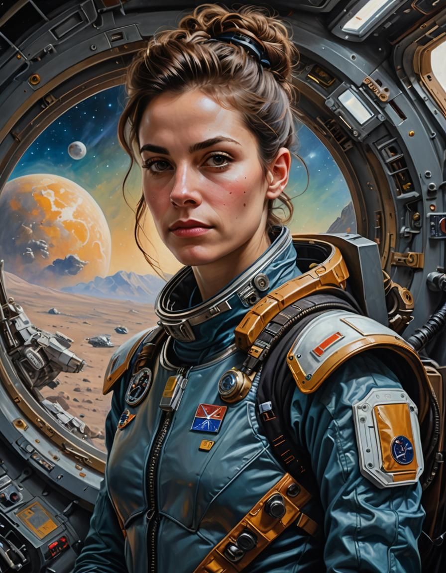 Astral Pioneer: Androgynous Portrait in Academic Style