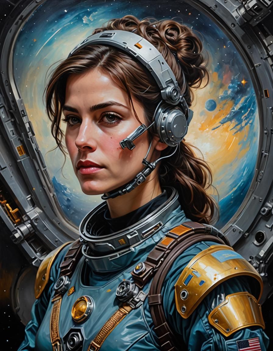 Neo-Futuristic Space Explorer Portrait in Academicist Style