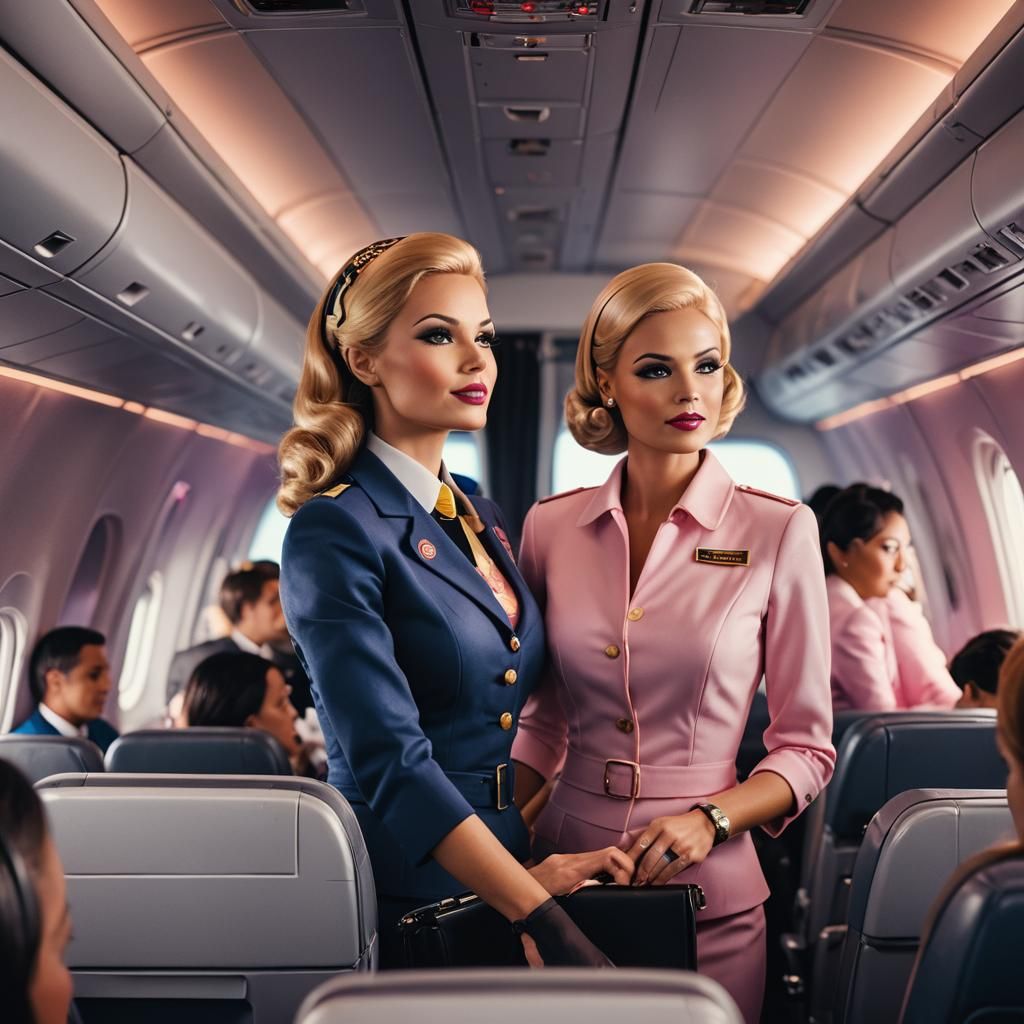 Barbie Flight Attendant in Airplane Cabin