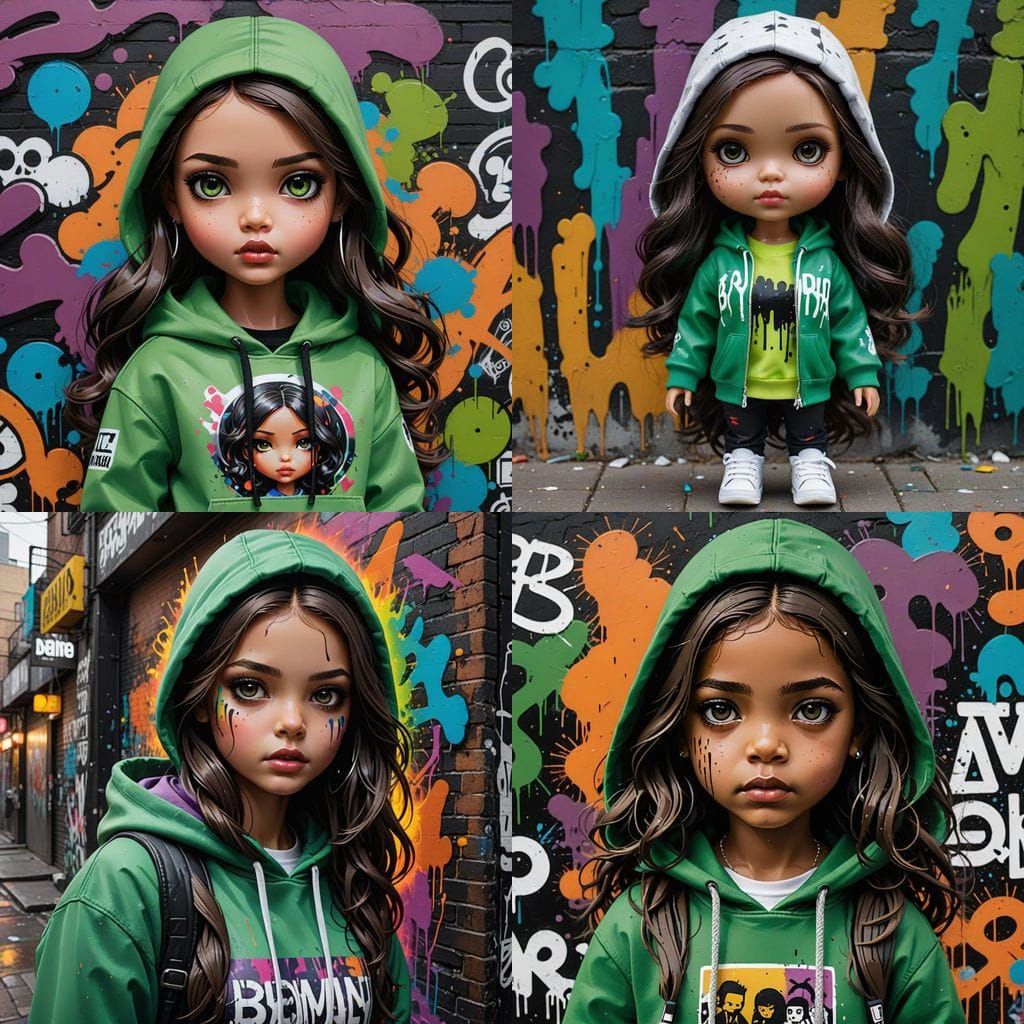 Vibrant Mini Blythe Doll in Graffiti Art Style