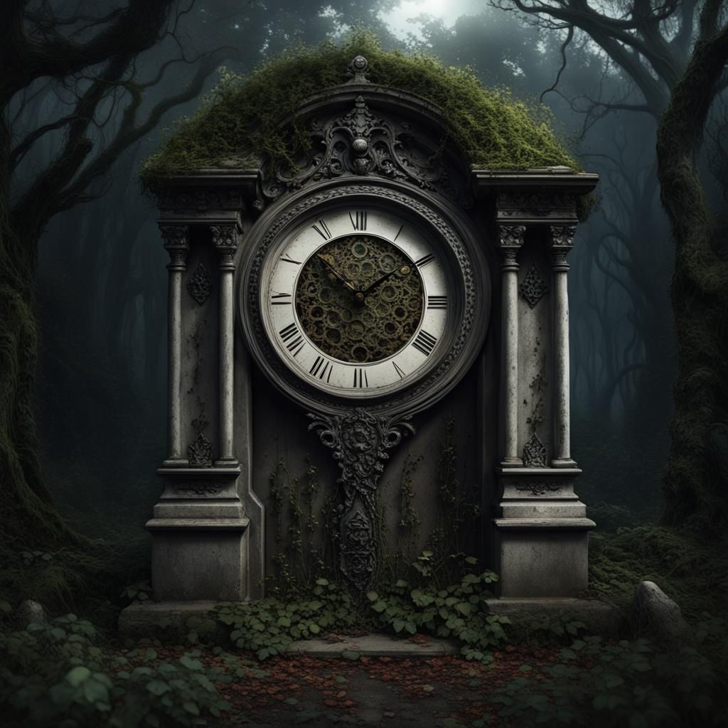 Gothic Graveyard Timepiece in Deep Contrasting Colors