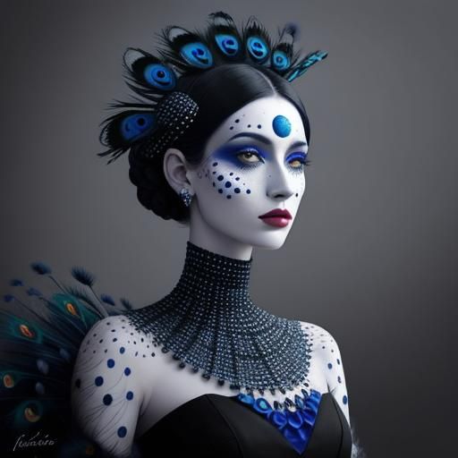 Abstract Woman with Peacock Feathers