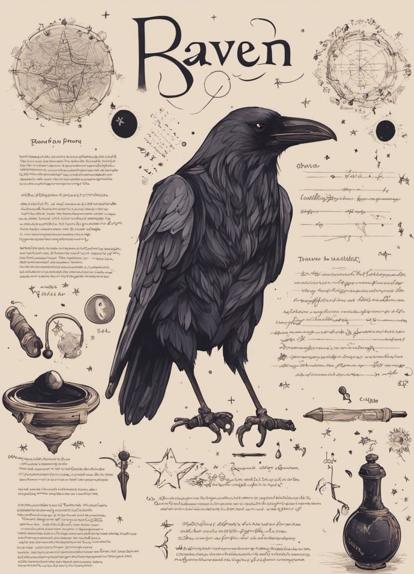 Raven Alchemical Guide with Stars in Triadic Colors
