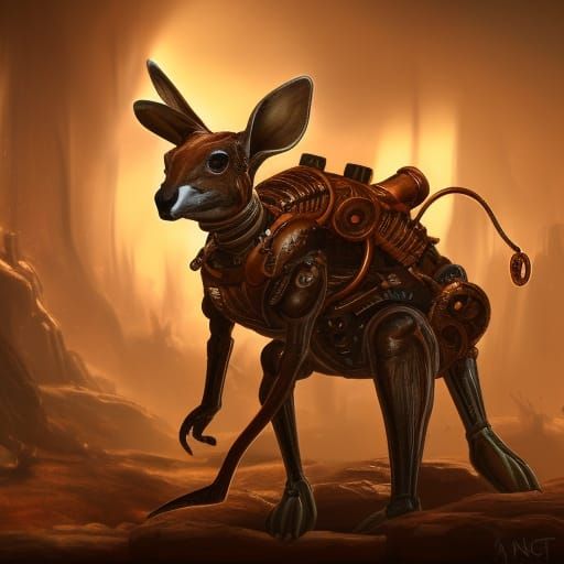 Steampunk Cyborg Kangaroo Concept Art