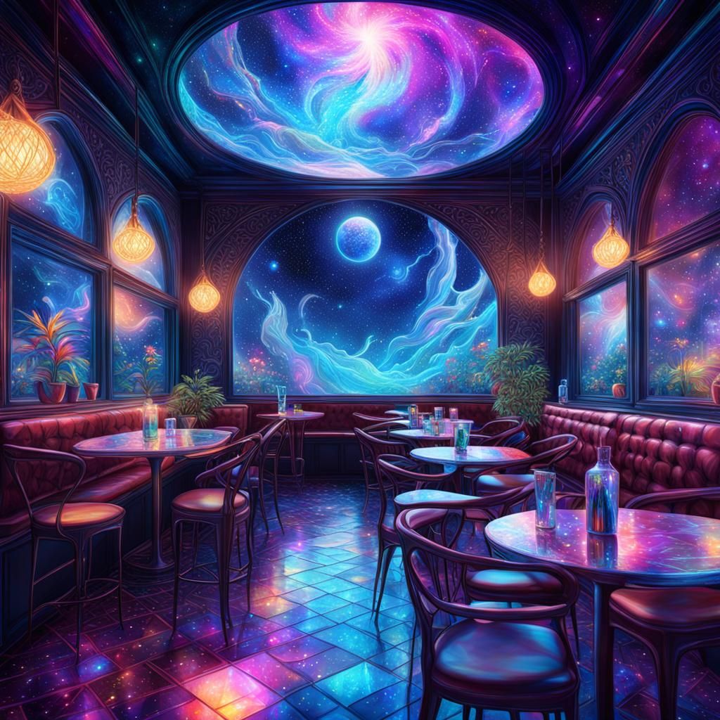 Winx Fairies in Café: Holographic Astral Illustration