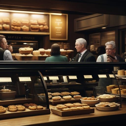 Busy Morning Coffeeshop in Warm, Golden Light