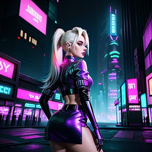 Futuristic Teenage Princess in Cyberpunk City