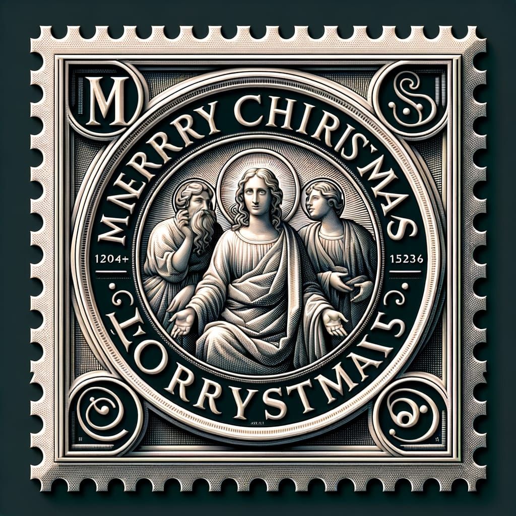 Christmas Commemorative Stamp in Renaissance Baroque Style