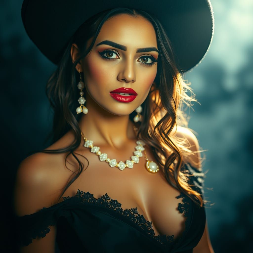 Mysterious Mexican Woman in Cinematic Style