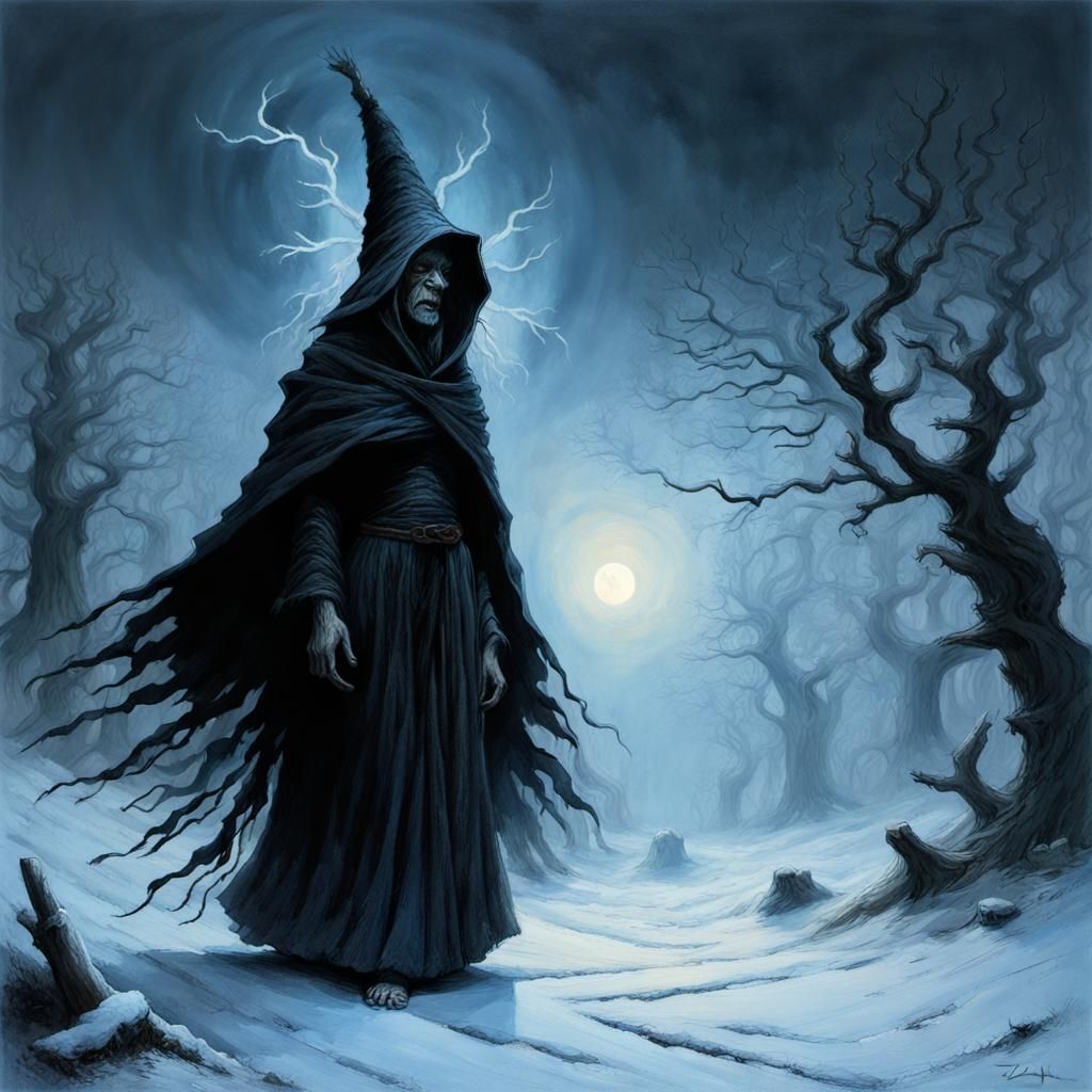 Mystical Winter Sorceress Spreads Frosty Wrath