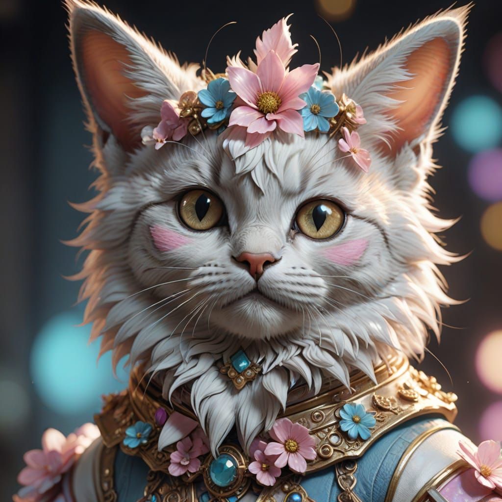 Easter Bunny Kitten in Pastel Hues