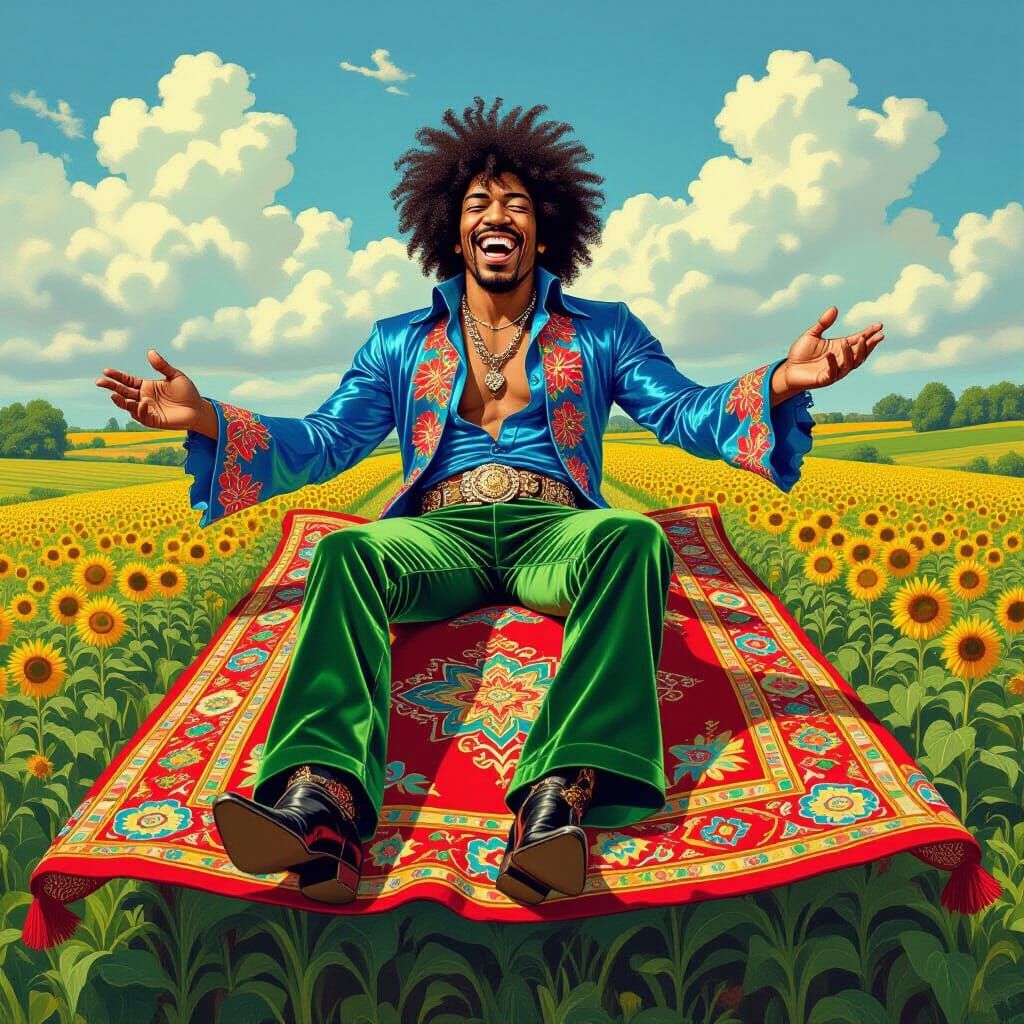 Jimi Hendrix on Magic Carpet, Psychedelic Art