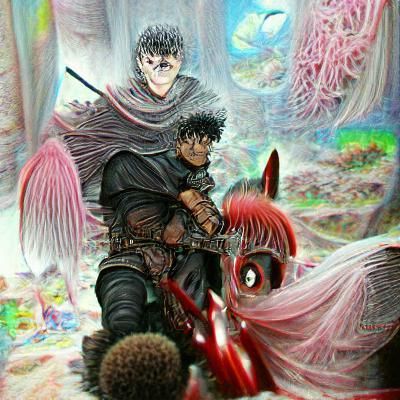 Berserk's Guts in Fantasia Arc Manga Style