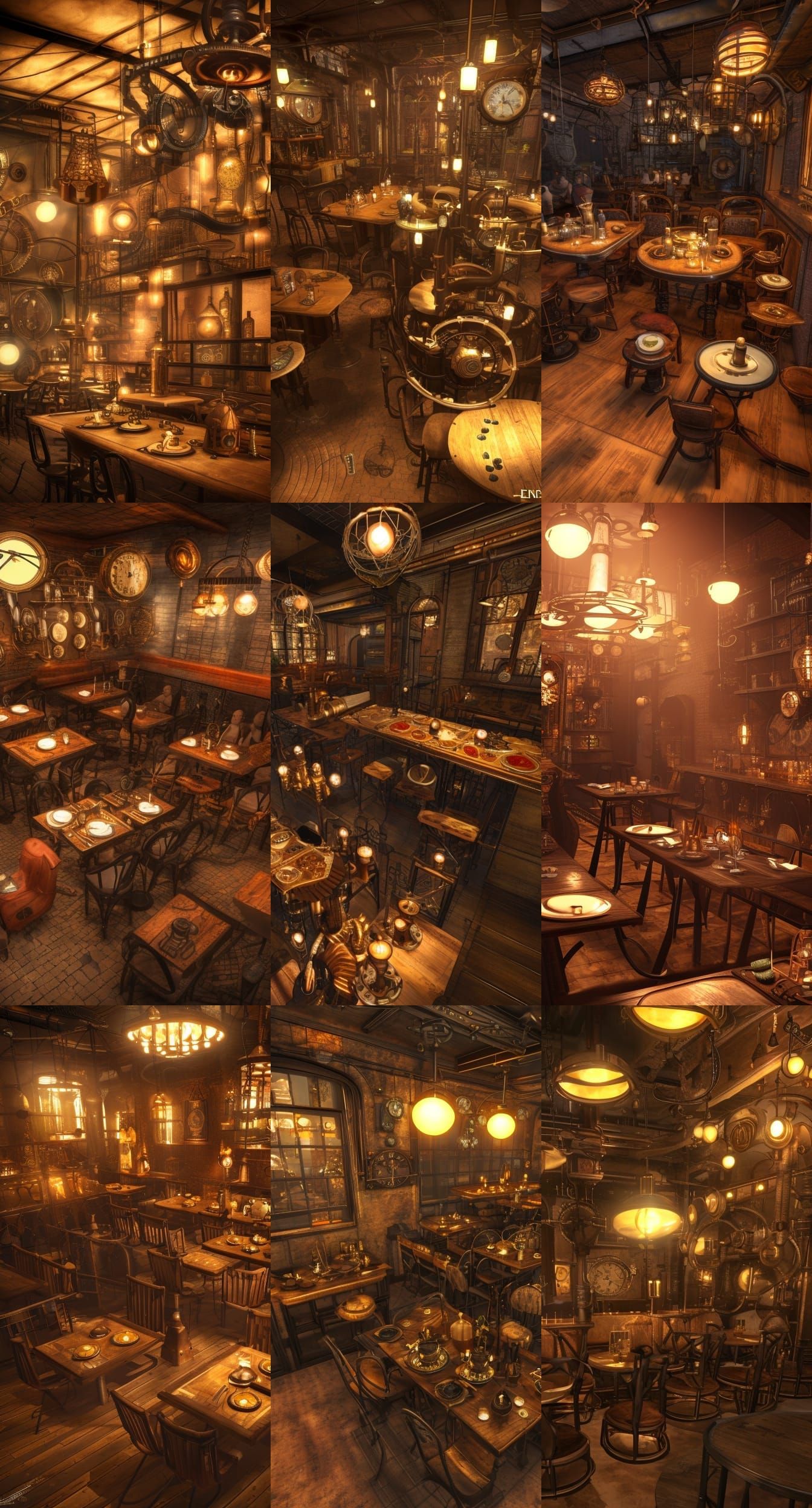Steampunk Meal in Restaurant with Volumetric Lighting