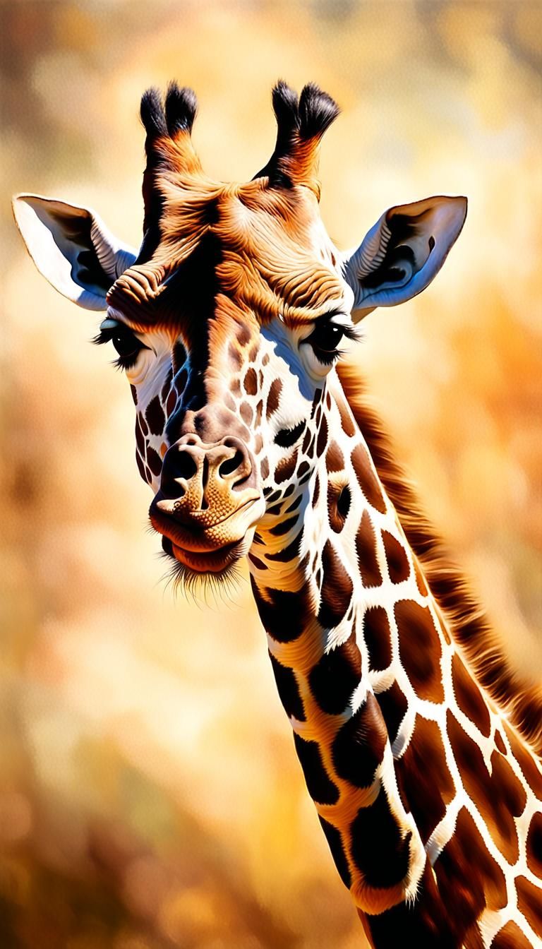 Running Giraffe: Oil Painting with Soft Focus