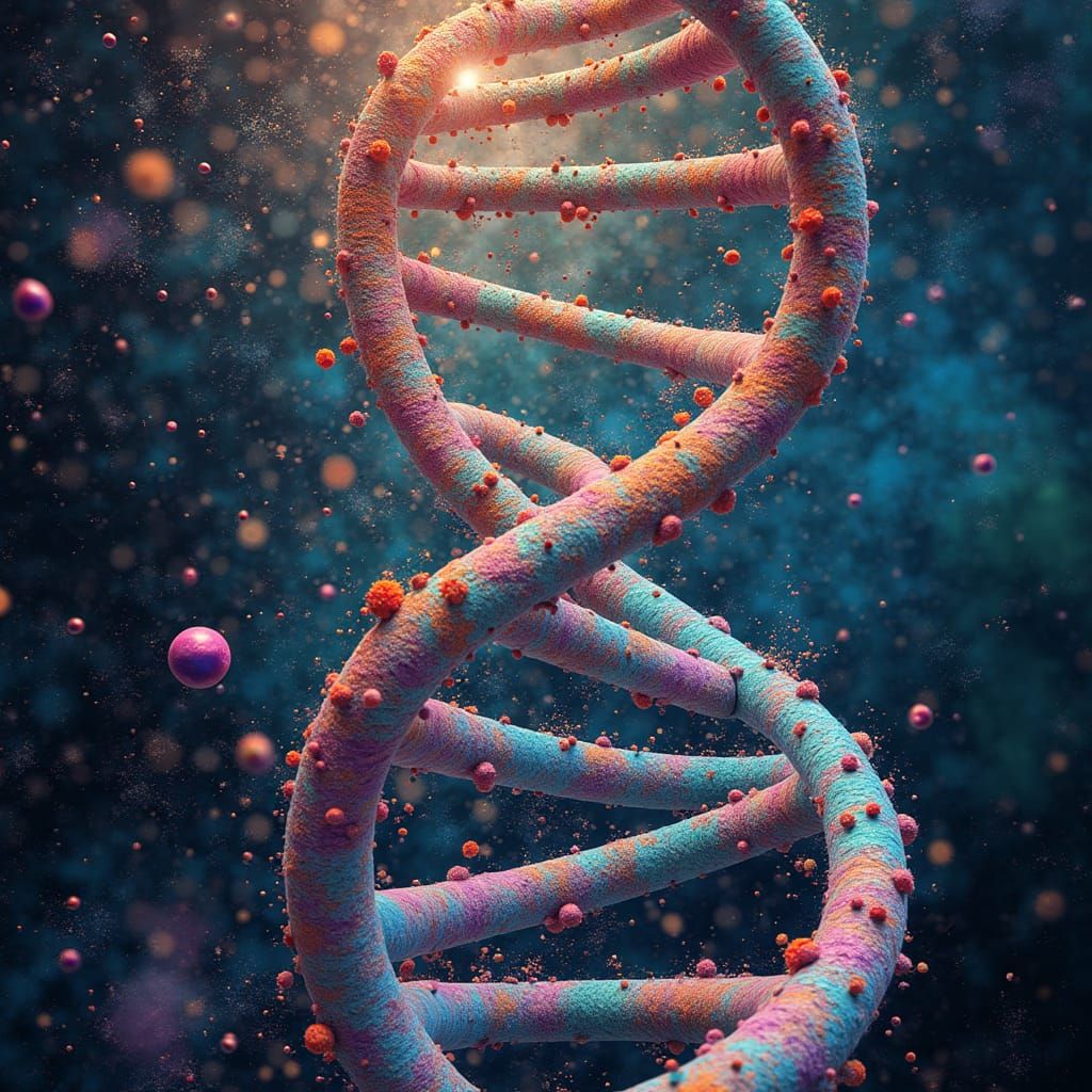 Futuristic DNA Unwinding in Bioluminescent Vortex