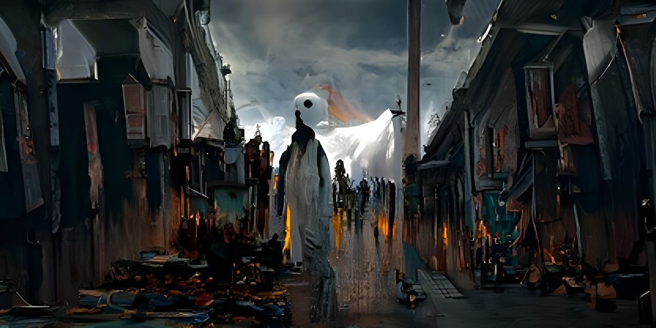 Haunted Ghost Town in Apocalyptic Horror Style
