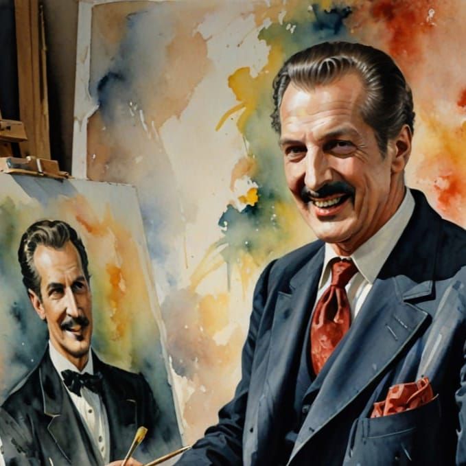 Vincent Price as Impressionistic Watercolor Painting