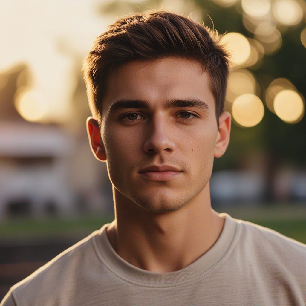 Portrait of Athletic Young Man in Contemporary Realism Style