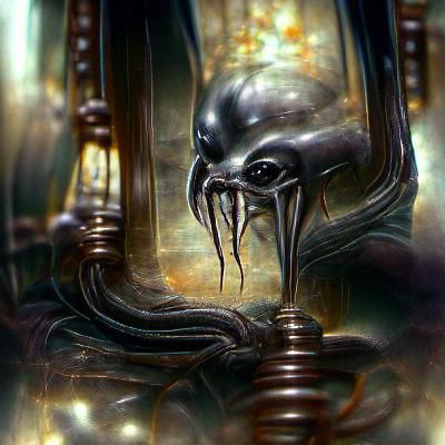Sinister Libra Zodiac in HR Giger Style