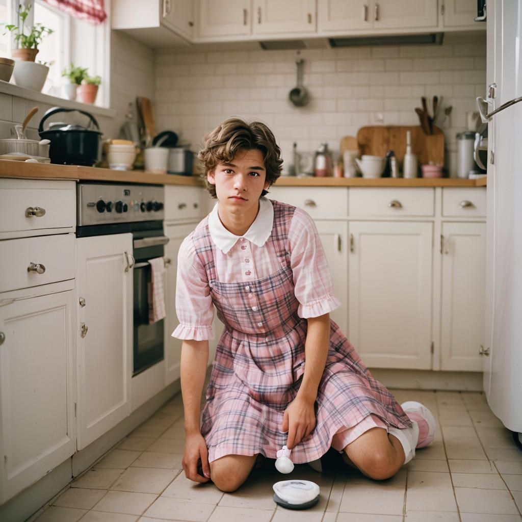 Boy in Pink Babydoll Dress, Portrait Photography