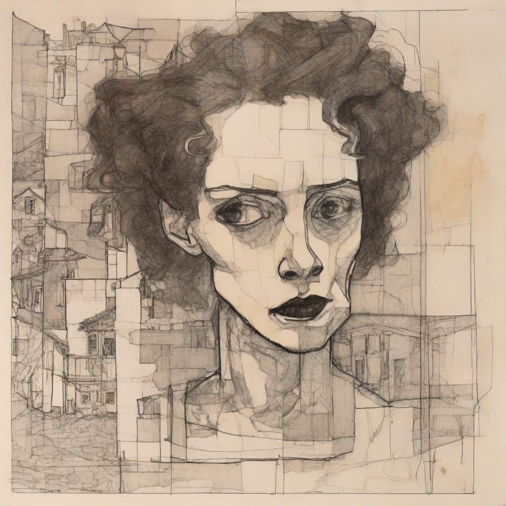 Grimdark Egon Schiele Style Portrait
