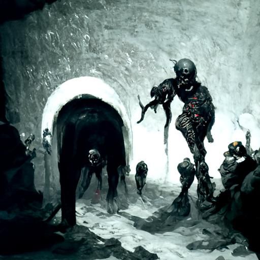 Dark Catacombs Filled with Demons in Horror Style