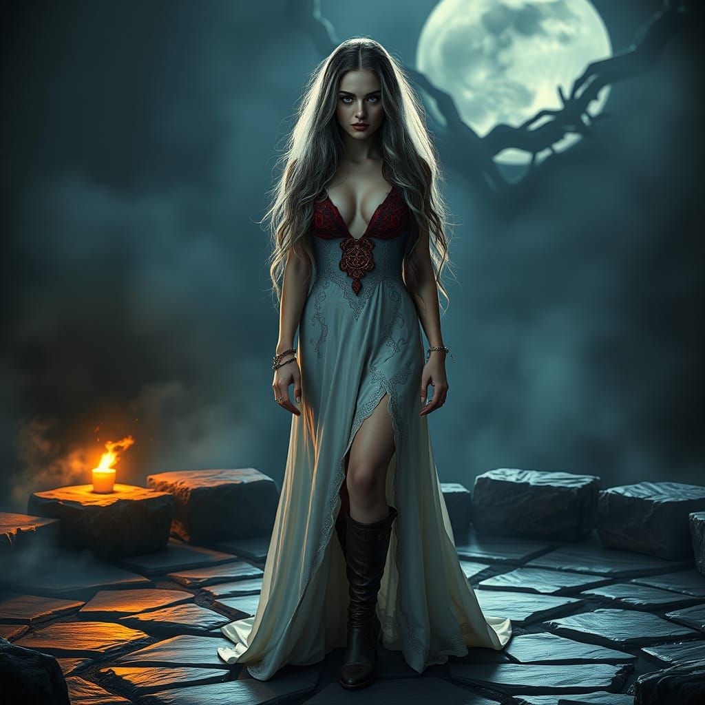 Enchanting Sorceress in Mystical Stone Circle