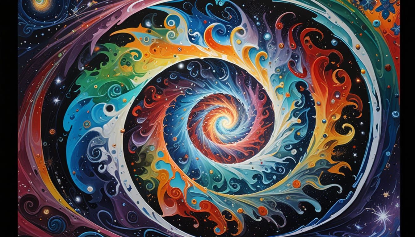 Surreal Celestial Vortex as 3D Oil Painting in Impasto Style