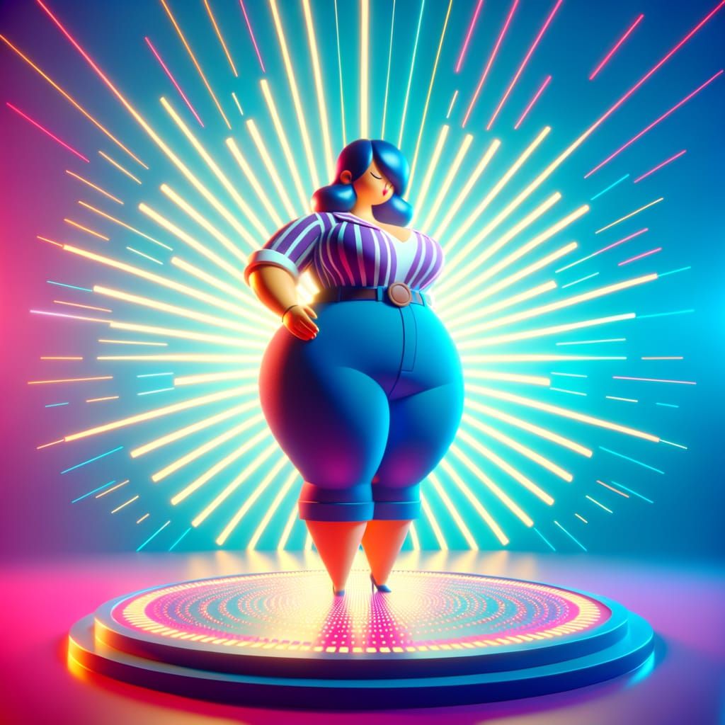 Energetic 3D Portrait of a Voluptuous Woman