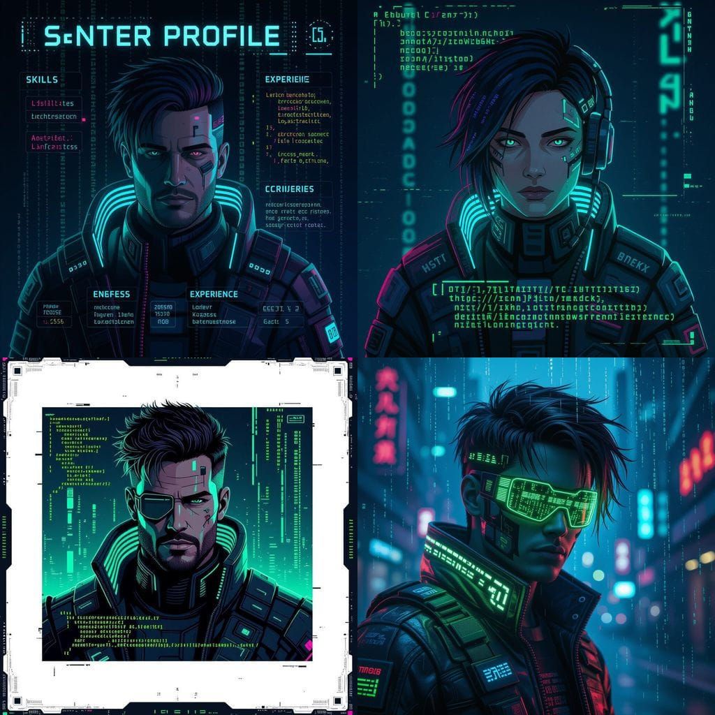 Cyberpunk Character Profile on Digital Terminal
