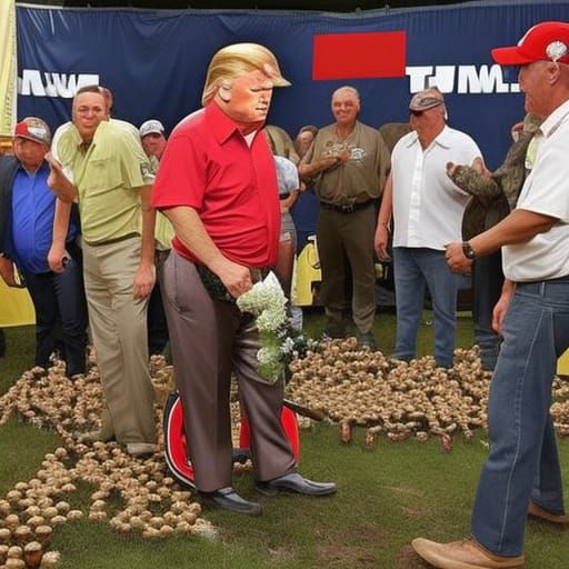 Realistic Photo: Trump Vomiting at Redneck Party