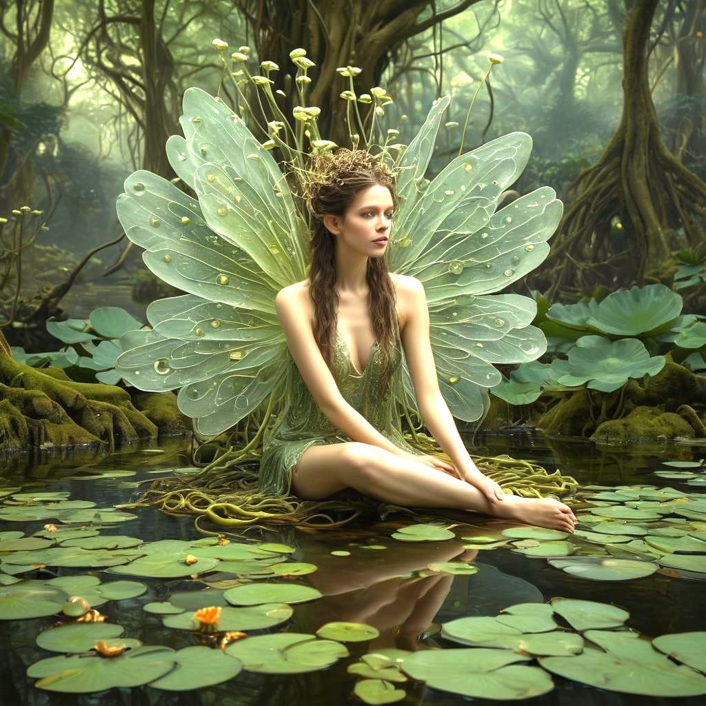 Ethereal Fairy in Postmodern Fiddlehead Grotto