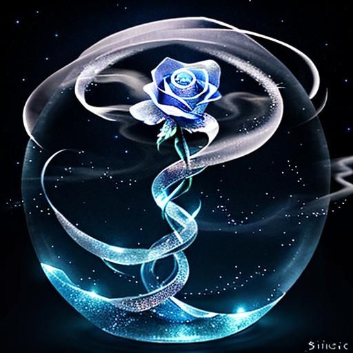 Transparent Rose with Moon in Fantasy Art Style