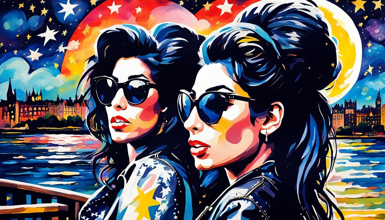 Amy Winehouse in London, Pop Art Watercolor