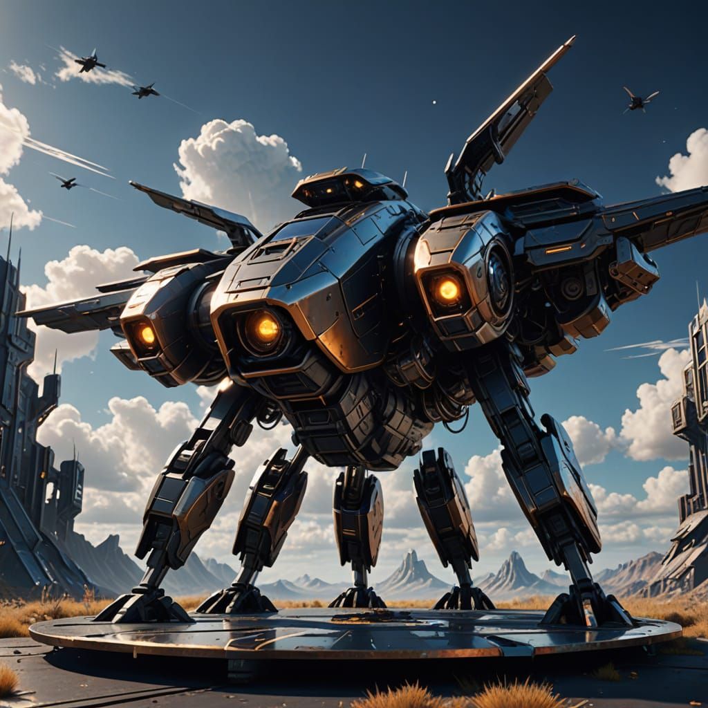Sci-Fi Blackbird in Polished Metallic Armor